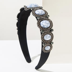 Serre-tête baroque pour femme, bord large avec pierres lâches, accessoire de cheveux élégant pour soirée - Product Image 5