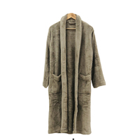 Robe personnalisée avec logo, col châle, en flanelle de polyester gris, super douce, agréable pour la peau, pour un usage quotidien et comme cadeau pour femmes