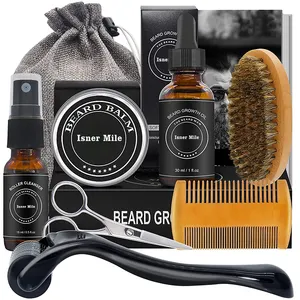 Private Label Mannen Baard Grooming Kit Baard Groei Kit Met Baard Olie