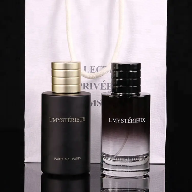 Bouteille de parfum en verre noir, nouveau Design, bouteille de luxe, 30ml, 50ml, 100ml, revêtement de couleur, capuchon magnétique, vaporisateur