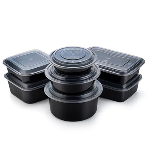 Boîte à déjeuner européenne et américaine, jetable paquet à emporter, sac à soupe noir transparent, couvercle convexe pour repas bol à soupe récipient en plastique - Product Image 1