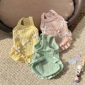 Vestido de Verano para Perros, Bonito y de Algodón, con Estampado, Abrigo para Mascotas con Lazo, Vestido para Perros para Clima Cálido - Product Image 6