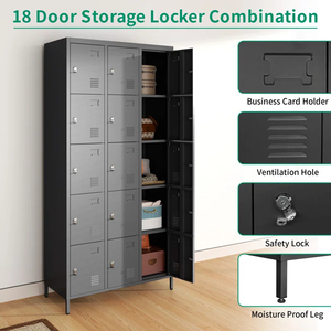 15 Door Gym Locker Metal Lockers Staff <b>Clothes</b> Storage Cabinet <b>Cupboard</b> Employee Steel Wardrobe Locker with Leg - Product Image 3