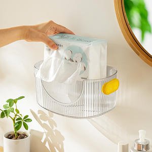 Soporte de papel higiénico ovalado transparente para montaje en pared, sin necesidad de taladro, caja de almacenamiento de papel multiusos para baño y cocina - Product Image 3