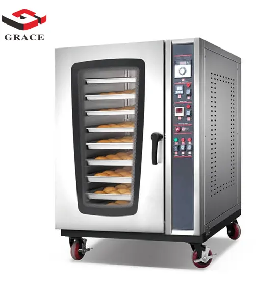 Grace ticari profesyonel otel tüm paslanmaz çelik endüstriyel sıcak hava konveksiyon fırın gaz/elektrikli fırın ekipmanları