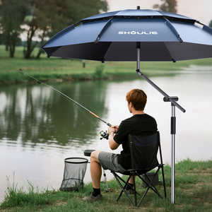 Ombrello da Pesca Portatile Antivento Impermeabile Blu Nebbia con Fibbia per Caccia e Protezione Solare per <span class=keywords><strong>Pescatori</strong></span> - Product Image 1