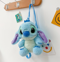 Sac à dos en peluche Stitch bleu de 25 cm, motif dessin animé, vente en gros, sacs à dos mignons Stitch, poupées en peluche, sacs pour filles