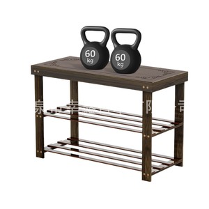 Shoe changing stool, home entrance shoe bench, multi-layer integrated shoe rack, sit-down <b>bed</b> footrest solid wood shoe cabinet - Product Image 1