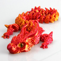 Modèle de jouet de dragon à grandes cornes imprimé en 3D en PLA unisexe, animaux créatifs uniques, dinosaures, ornement, yeux mobiles, articulations pour 7 à 12 mois