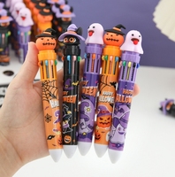 Stylo à bille d'Halloween à dix couleurs, thème citrouille et fantôme de dessin animé, stylo de festival, matériel de journalisation pour étudiants, stylo de couleur