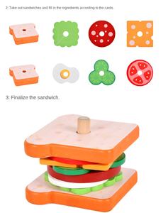 Jouet d'assemblage de coupe de nourriture éducative pour enfants Simulation de <span class=keywords><strong>maison</strong></span> en bois et ensemble de sandwich à frites Hamburger - Product Image 6