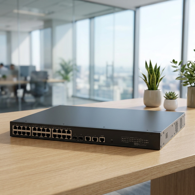 Enterprise Grade Rack Mount Managed PoE Switch Fiber Uplink Network Device for Office Network Construction
