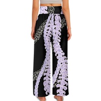 Multiple Colors Plus Sizes Chiffon Print Hawaiian Quilt- Design Breathable Casual High Waisted Straight Pants