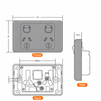 Interrupteur mural gris standard australien 10A 6/5 prises 1-5 gangs avec prise USB Type C SDK AU