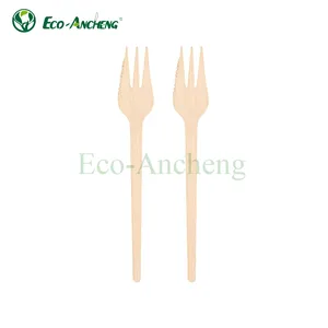 Grosir garpu buah bambu sekali pakai Biodegradable 135mm garpu gurun dan buah/garpu kue pesta
