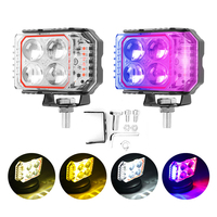 Feux de travail LED 3 pouces, ambre, blanc, rouge, bleu, éclairage de route, antibrouillard, stroboscope, lumière d'urgence, camion, remorque, 4x4, véhicule tout-terrain, moto