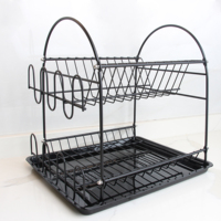 Porte-assiettes à 2 niveaux de grande capacité avec porte-ustensiles et porte-tasses Assemblage facile pour sécher la vaisselle et les bols