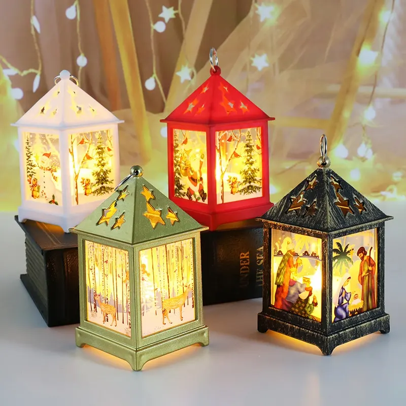 2023 new product mini cute shopping malls dress up hand-held LED santa wholesale christmas snow lanterns