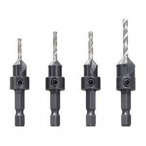 Brocas avellanadoras Fervi para madera, juego de 4 piezas con punta de taladro y vástago hexagonal - Product Image 2