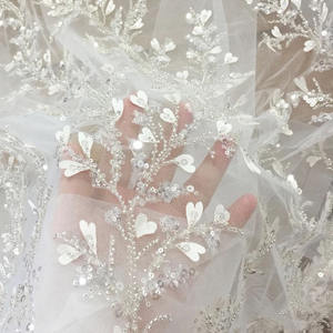 HC-0052 Hechun morbido tessuto di pizzo nuziale con ricamo fiore paillettes arredamento all'ingrosso per abiti <span class=keywords><strong>da</strong></span> <span class=keywords><strong>sposa</strong></span> <span class=keywords><strong>vestiti</strong></span> di fiducia molti - Product Image 3