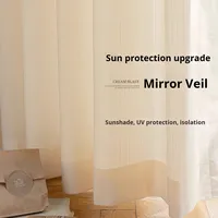 Voilage moderne haut de gamme en mousseline de ballon, couleur crème, effet miroir, translucide, non transparent, pour fenêtre, écran de fenêtre, cantonnière de salon