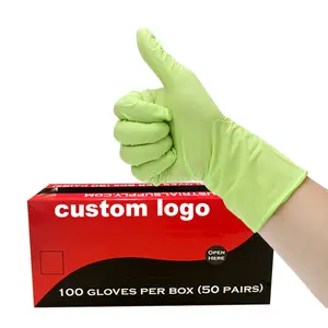 Green 12 Inches Pure Nitrile Powder Free High Quality Blue Gloves Cleaning Hand Make-up Beauty Tattoo Salon Gloves