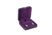 Boîte d'emballage de bijoux de luxe simple en PU violet avec logo personnalisé, doublure en velours pour pendentif, bague, collier, boucles d'oreilles