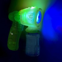 Pistolet à bulles LED transparent pour enfants Machine à bulles automatique avec solution de 118ml Jouet d'extérieur d'été
