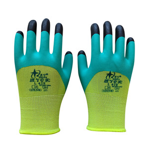 Guantes Cómodos, Resistentes a la Abrasión, Antideslizantes, Xingyu L428, Transpirables, con Puño de Punto Recubierto de Látex, 24CM, Verde y Azul, Personalizables - Product Image 1