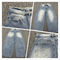 Jean baggy surdimensionné empilé pour homme, coupe large et décontractée, en denim, basique, délavé, vintage, effiloché, personnalisable, OEM, vente en gros