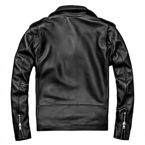 2025 New Casual Autumn Men's Single <b>Button</b> Regular PU Leather Bomber Jacket OEM Service Black Quick Dry & Breathable - Product Image 3