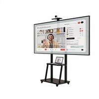 Chariot TV mobile LCD multifonctionnel réglable, support pour écran jusqu'à 75 pouces, chariot TV roulant, support de sol pour moniteur pour réunions