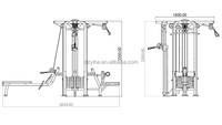 Machine multifonctionnelle 4 stations pour entraînement complet de musculation en salle de sport commerciale avec système de câbles Jungle
