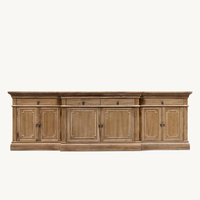 Buffet sophistiqué de style campagne française, brun foncé vieilli, à 6 portes, en bois massif, fait main, pour salle à manger et salon, OEM