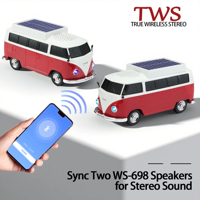 WS-698 New Creative Mini Music Audio Speaker Car-mounted Wireless Speaker Bus Mini Rechargeable Wireless Small Car Model Speaker