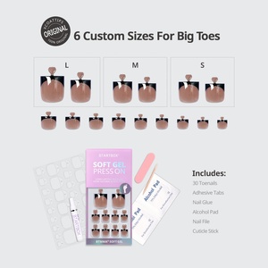 Uñas Postizas de Gel Suave Reutilizables BTArtbox Square Glaze Black French Tip con Pegamento para Mujer, Venta al por Mayor - Product Image 5
