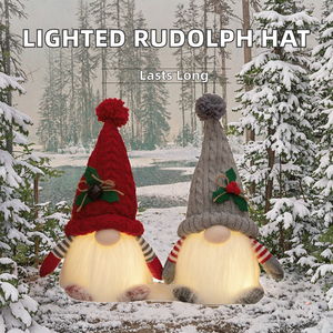 High-End <b>Christmas</b> Decorations Lighted Dwarf Knitted Hat Luminous Rudolph Doll Ornaments for New Year's Eve <b>Christmas</b> Factory - Product Image 3