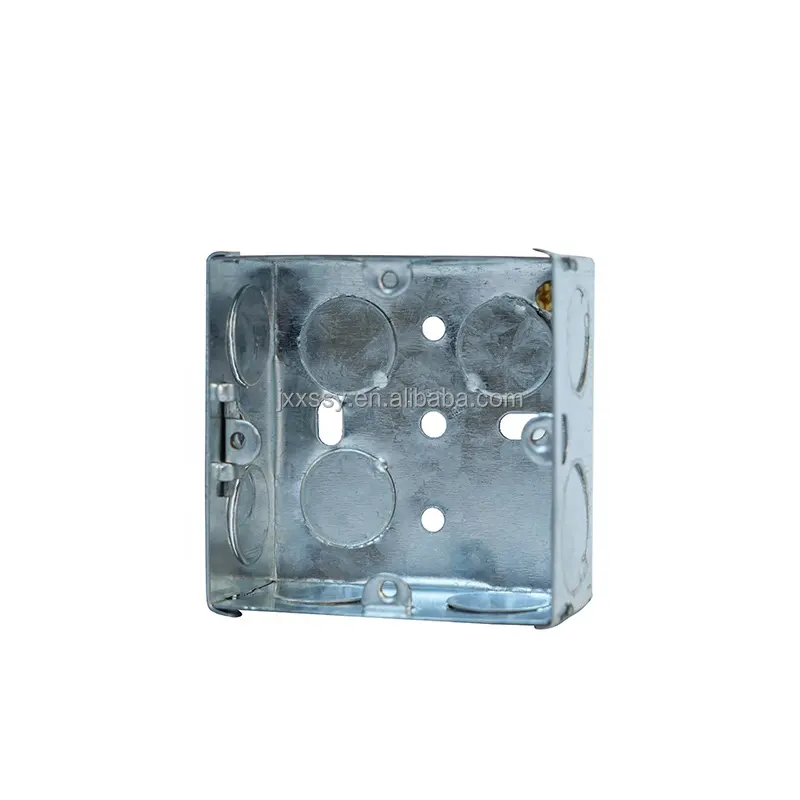 Caixa de metal galvanizada padrão britânico 7*7*3.5cm, caixa de soquete galvanizado 0.6-1.2mm de espessura