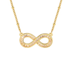Bijoux fins de mode pour femmes en acier inoxydable plaqué or, avec lettre carrée sertie de zircons, style infini, décontracté, sportif, anniversaire - Product Image 1