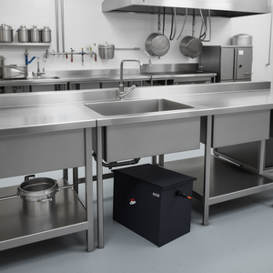 Piège à graisse Vevor 50 lb en acier au carbone, filtre à eaux usées, équipement de cuisine commerciale, entrée latérale 25 GPM - Product Image 2