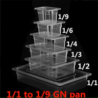 Poêle pleine grandeur 1/1 1/2 1/3 1/6 1/9 Gn Poêle en plastique transparent en polycarbonate Stockage Transport Pc Gastronorm Food Pan