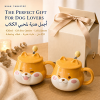 Mug Shiba Inu avec couvercle et cuillère, tasse à café, thé ou eau, mignonne et kawaii, pour la maison, le bureau, les amateurs de boissons quotidiennes