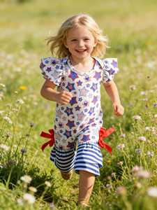 Body con Mangas con Volantes y Estampado Personalizado, Pantalones con Volantes, Conjunto para el 4 de Julio, Body con Volantes para Bebé Niña - Product Image 3