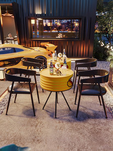 Juego de Mesa y Sillas de Bar Estilo Retro con Forma de Barril de Metal, Muebles Industriales para Restaurante, Cafetería, Bar, Venta al por Mayor Directa de Fábrica OEM - Product Image 1