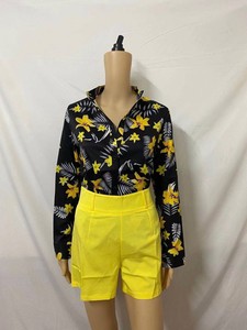 Strandvakantie Dames Trainingspak Gebloemd Shirt Met Lange Mouwen En Korte Broek Bij Twee 2-delige Set Outftis Sweatsuit Dames Shorts Set - Product Image 4