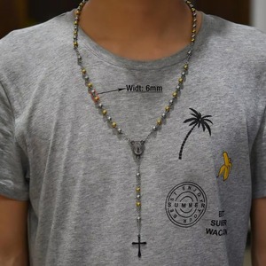 <span class=keywords><strong>Collana</strong></span> <span class=keywords><strong>Rosario</strong></span> in Acciaio Inossidabile per Uomo e Donna, Catena con Perline Religiose, Ciondolo Croce con Moneta Cristiana, Accessori Gioielli Gesù - Product Image 3
