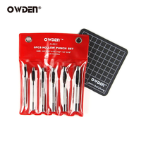 OWDEN-Ensemble professionnel de 6 poinçons creux en cuir avec perforateur en acier pour le poinçonnage de trous LT042