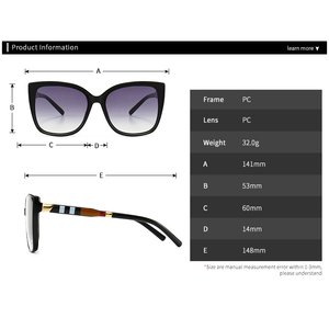 Nuevo sobredimensionado cuadrado gafas de sol de las mujeres 2020 de ojo de gato de gafas Vintage gran marco de lujo diseñador - Product Image 3