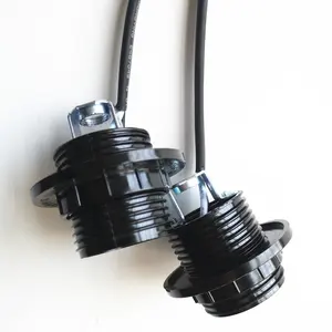 E26 E27 Phenolic Medium Base black plastic lamp socket Bakelite Threaded Lamp Holder with Shade Ring lead wire