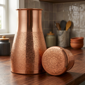Vaisselle traditionnelle chinoise en cuivre avec couvercle, motif décoratif gravé - Product Image 4